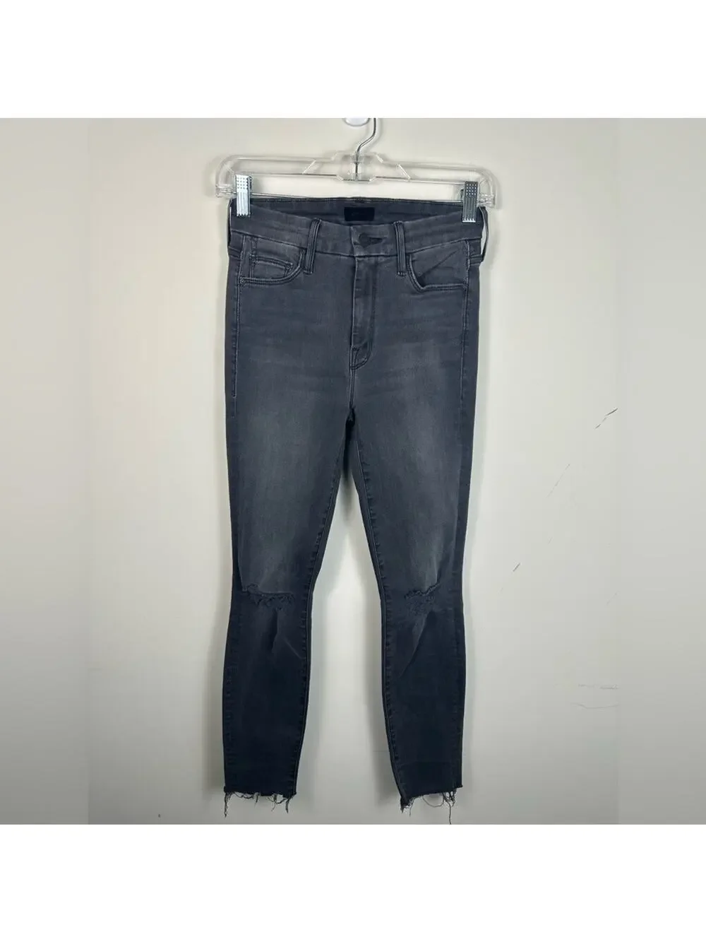 MOTHER Denim The Looker Ankle Fray Gray‎ Burning Out Lanterns Size 25